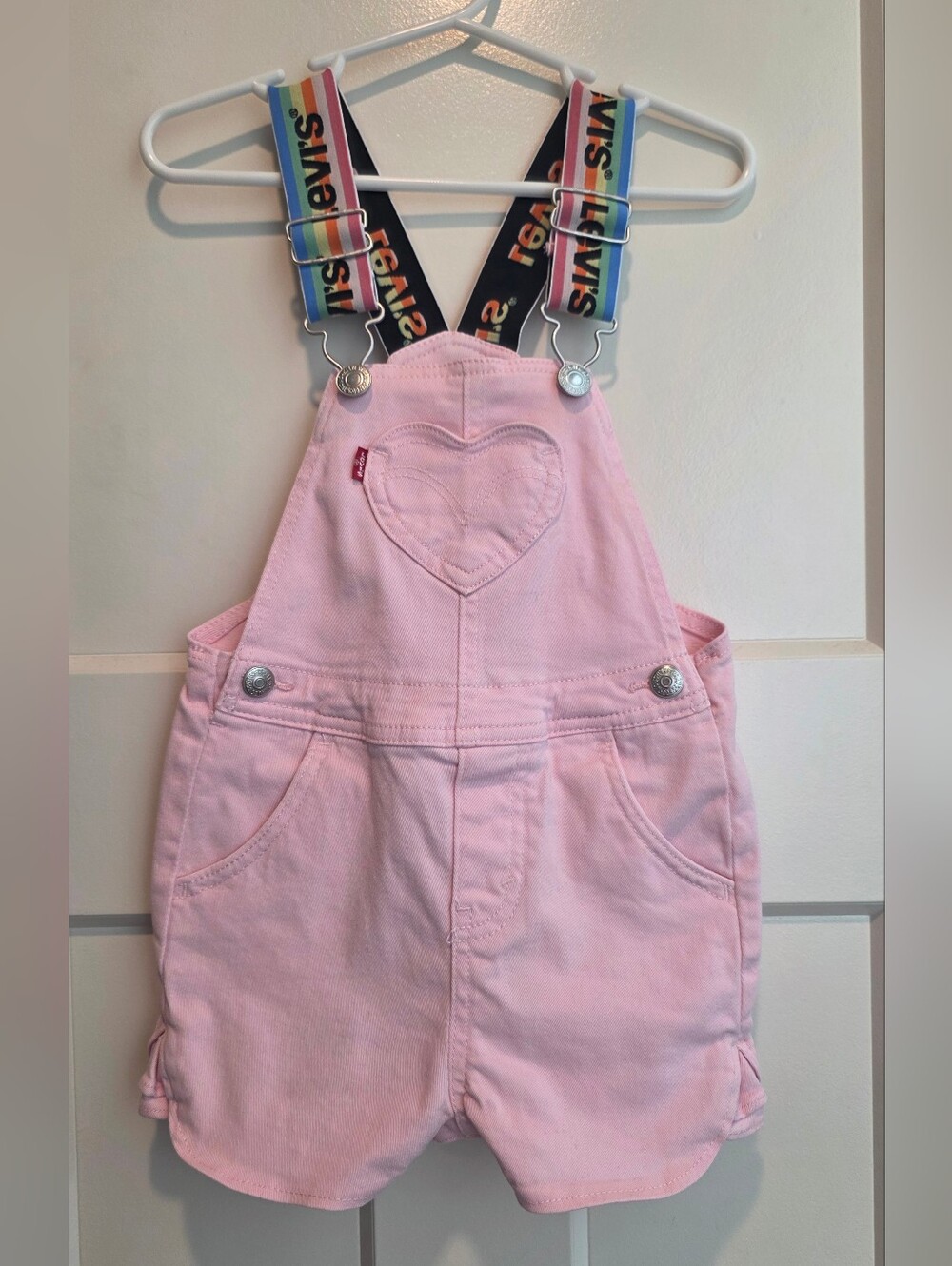 Levi's Toddler Pink Heart Pride Rainbow Shortalls 24m